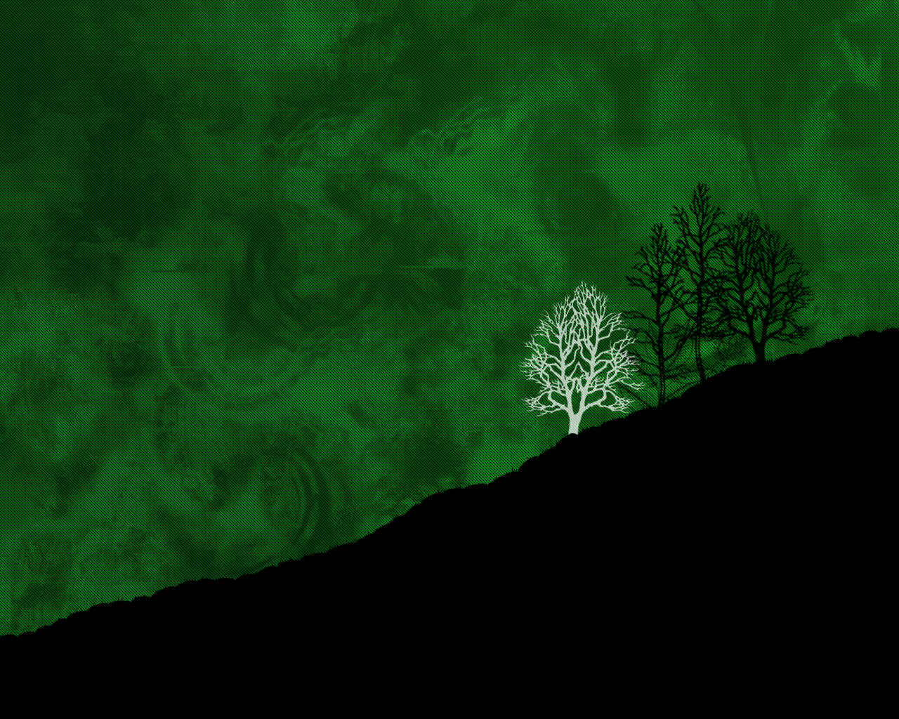 Cool Green Sky With Tree Silhouettes