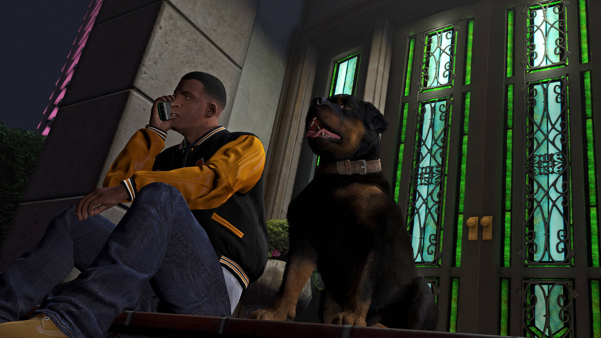 Cool Gta Man And Dog Background