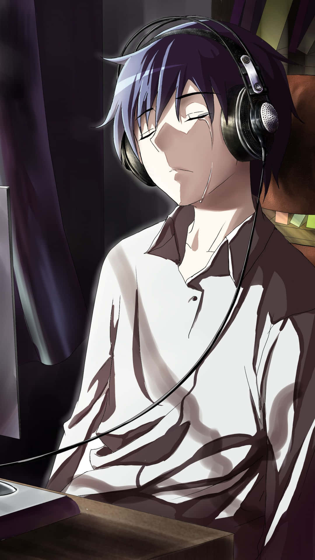 Cool Guy Anime Listening To Music Background