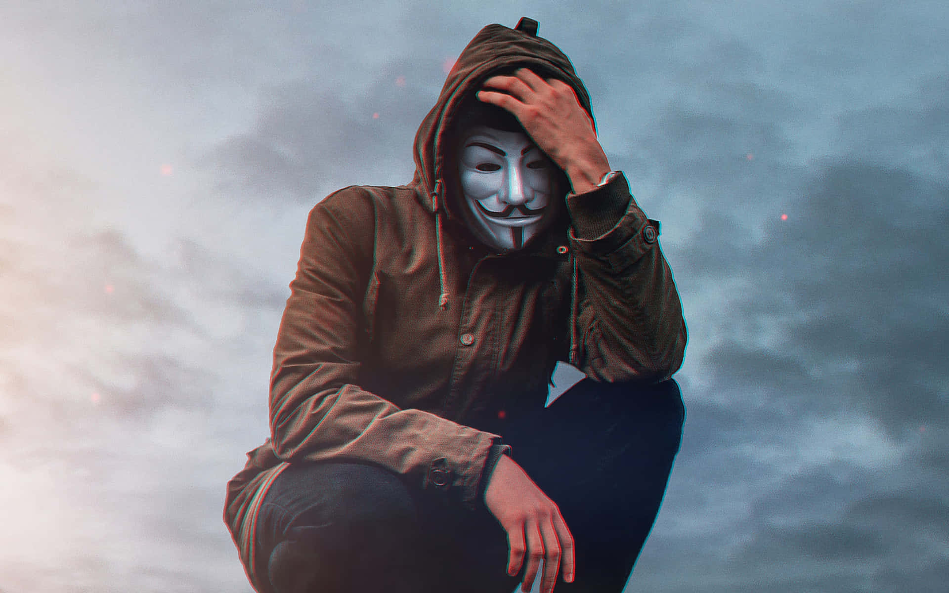 Cool Guy In Anonymous Mask Background