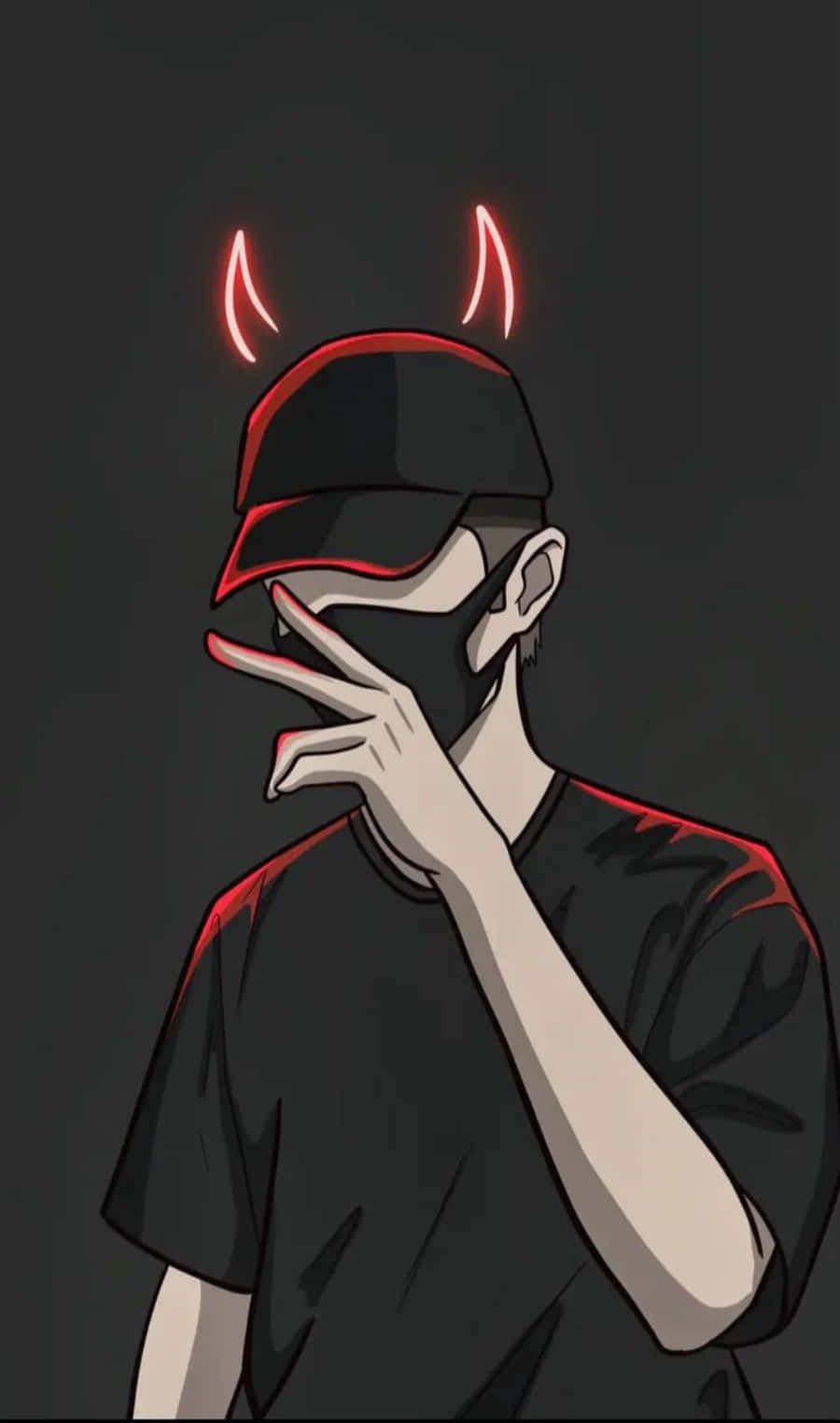 Cool Guy With Neon Red Horns Digital Art