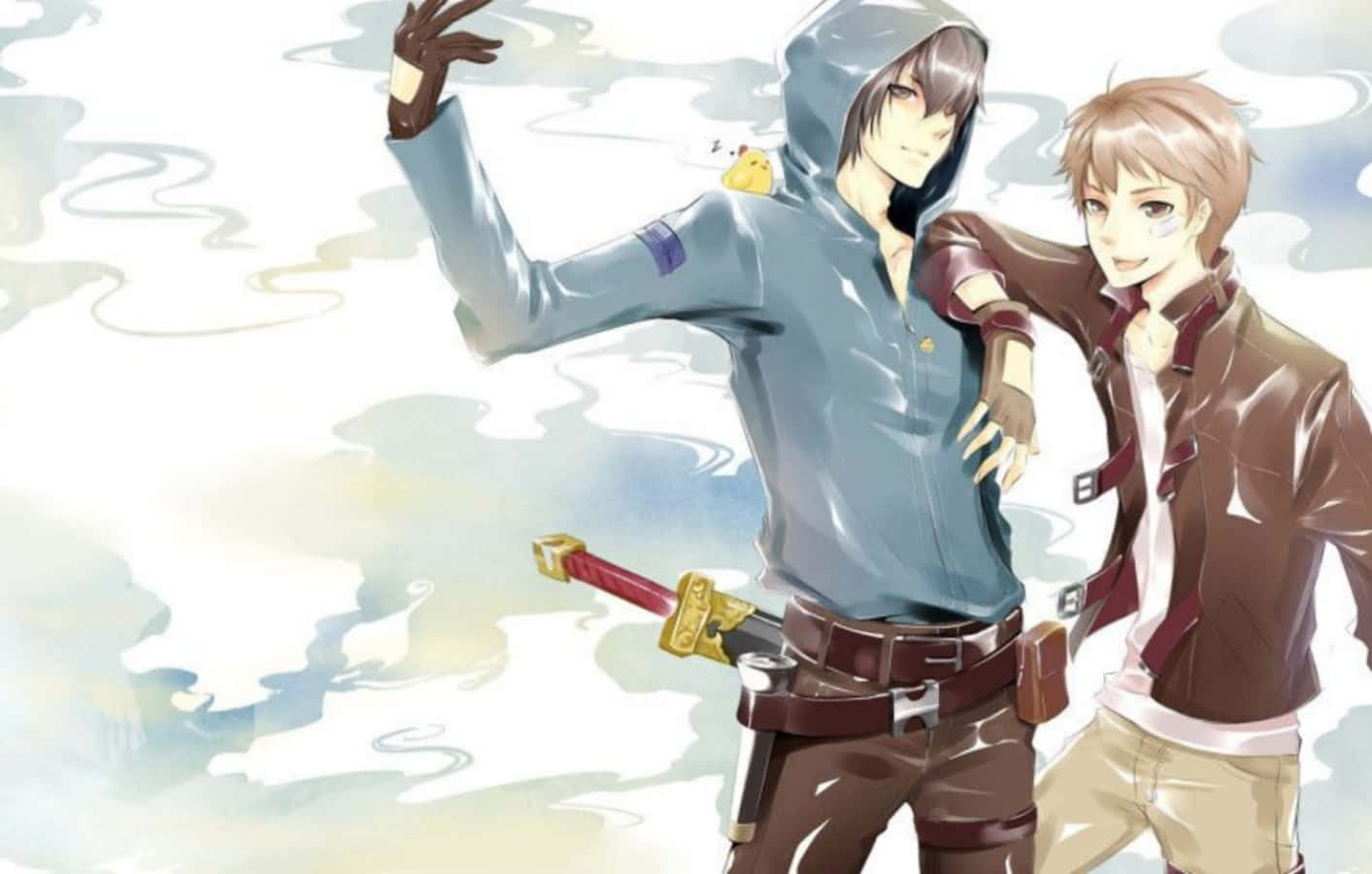 Cool Guys With Katana Sword Background