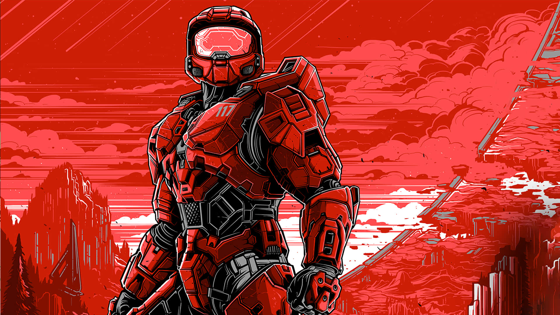 Cool Halo Red Master Chief Background