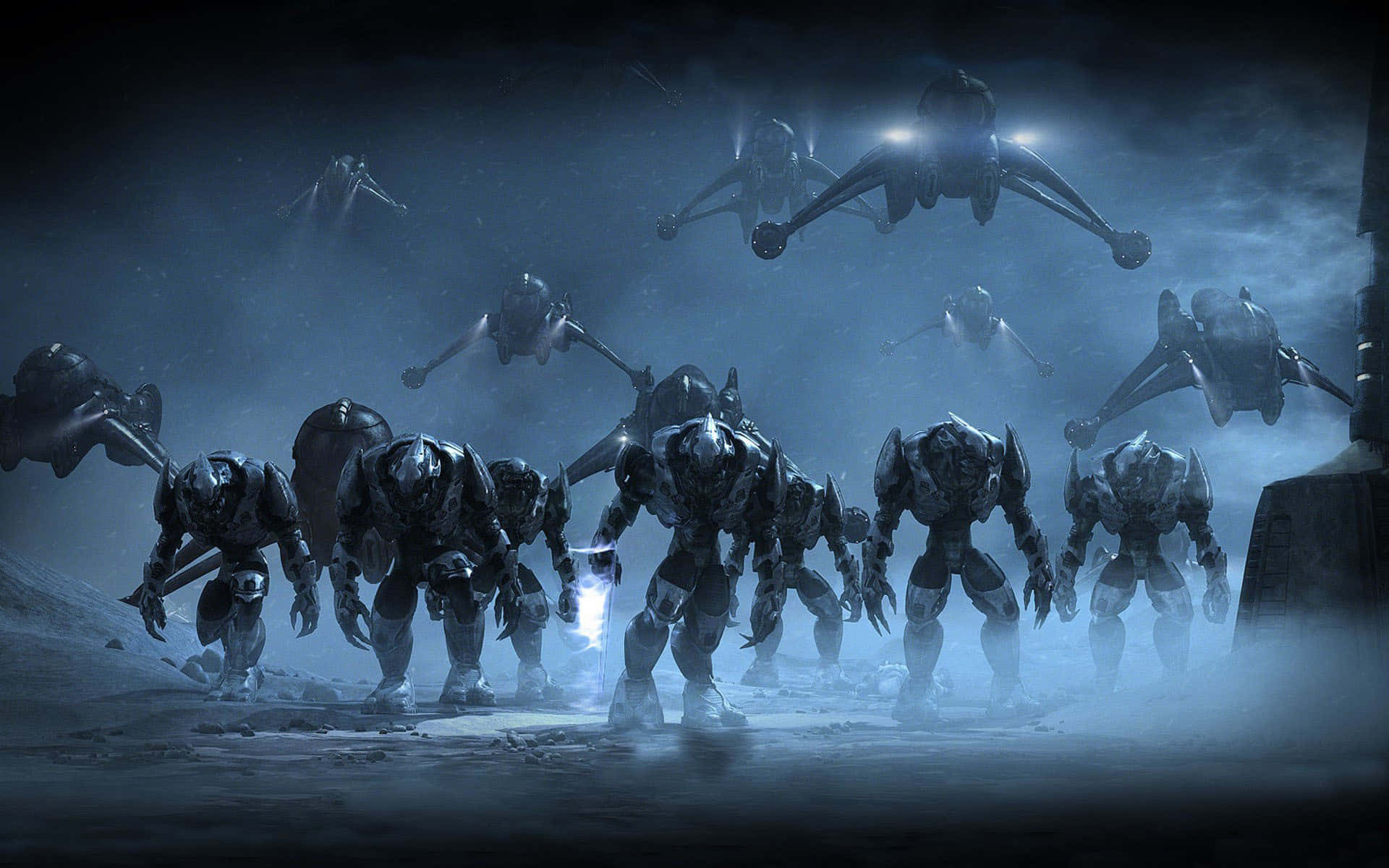 Cool Halo Robots And Airships Background