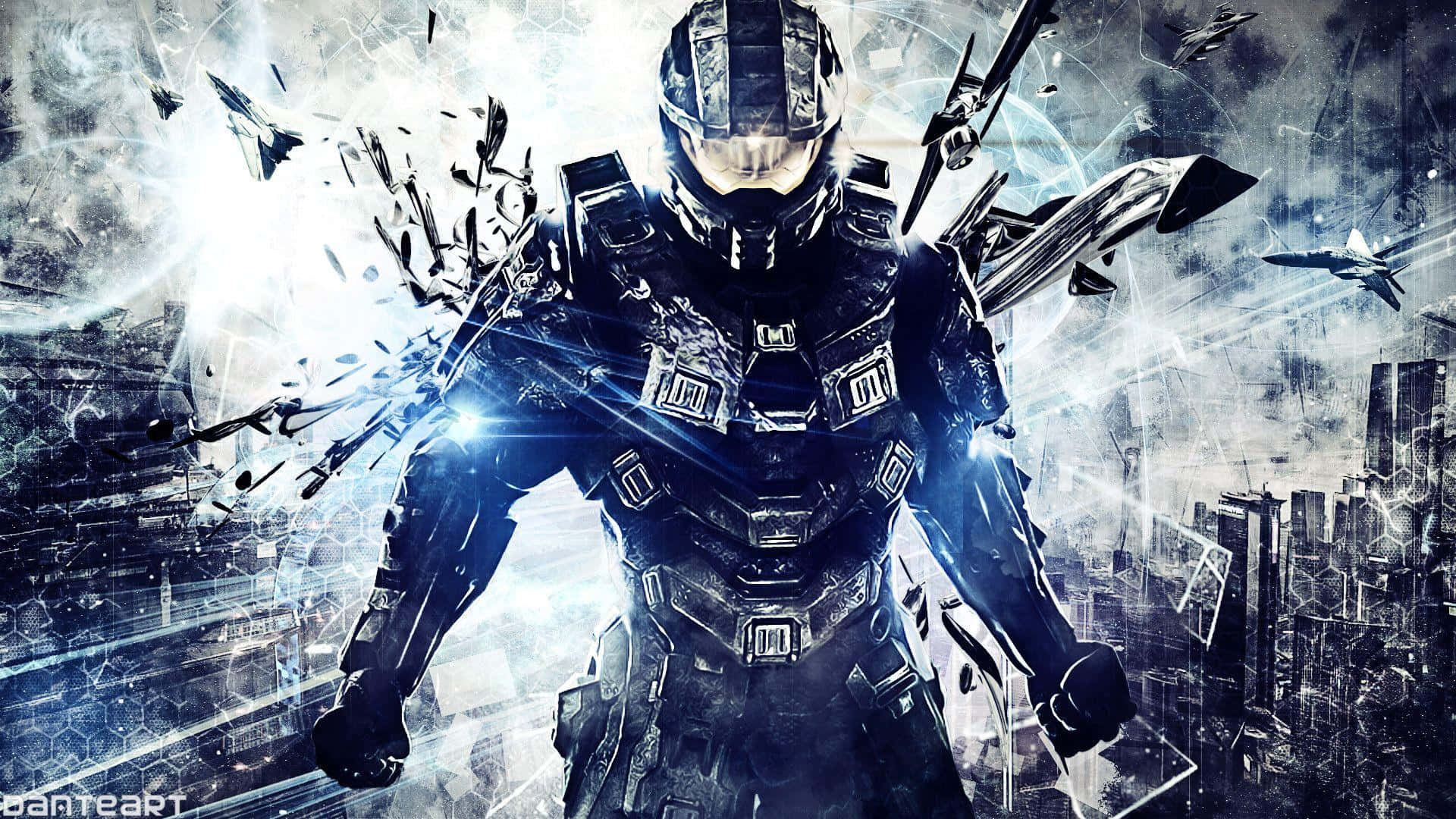 Cool Halo Shattering Armor Background