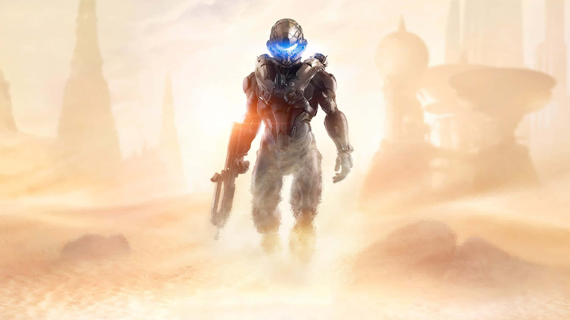 Cool Halo Walking In Desert Background