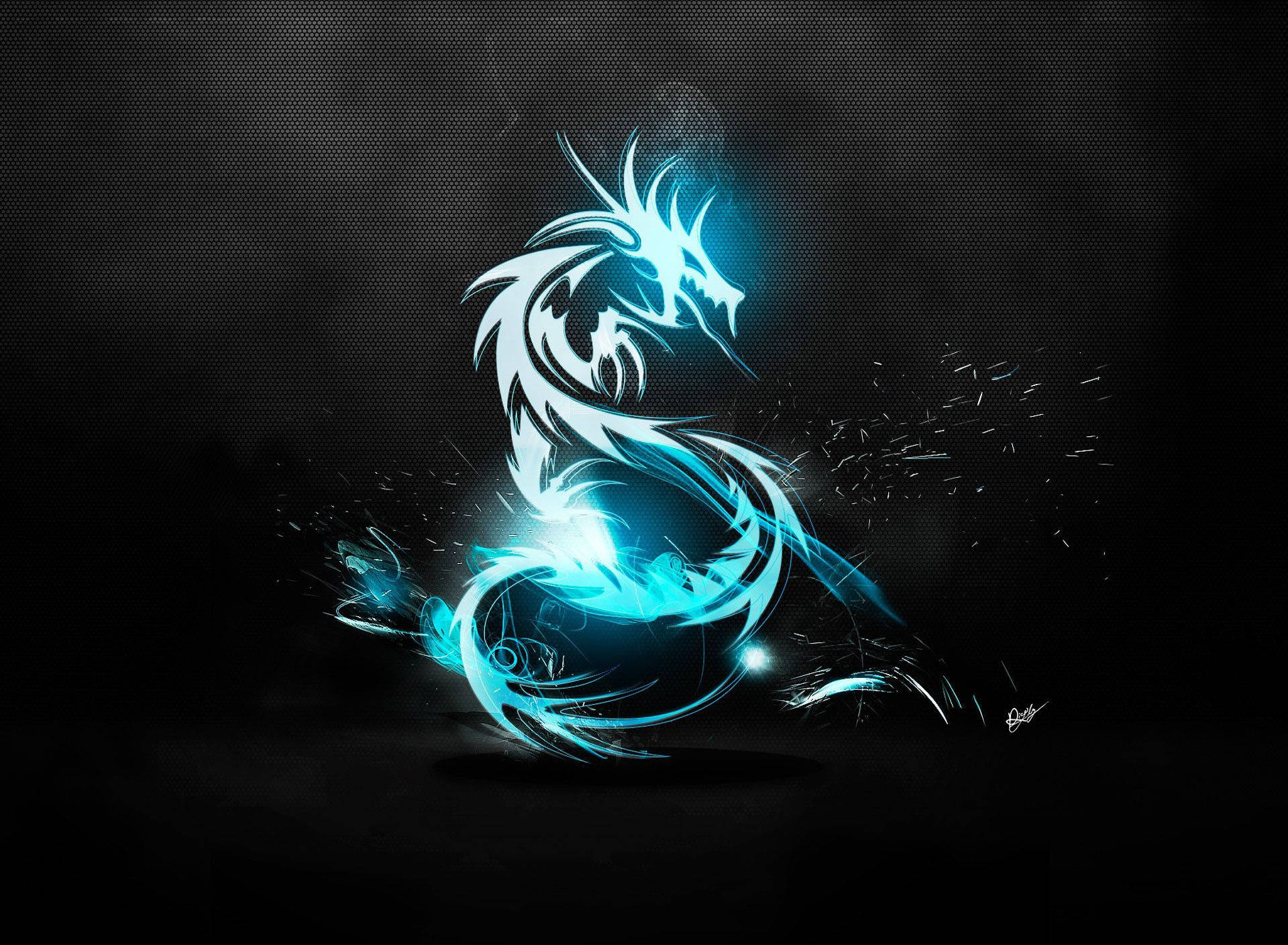 Cool Hd Tablet Neon Dragon Logo Background