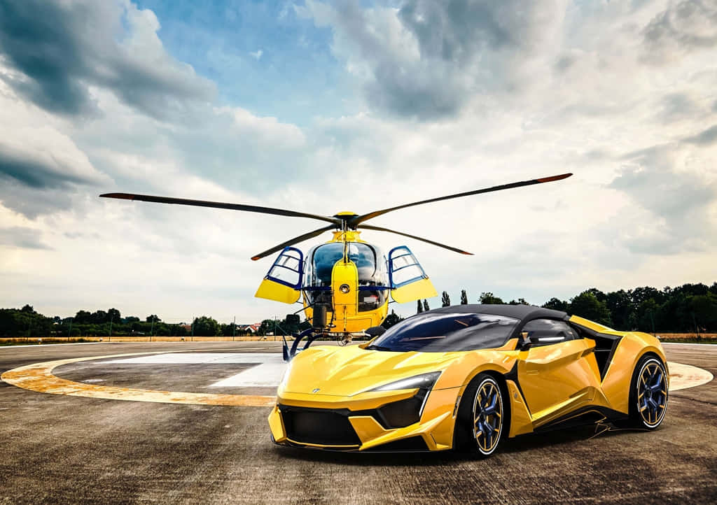 Cool Helicopter And W Motors Fenyr Supersport Background