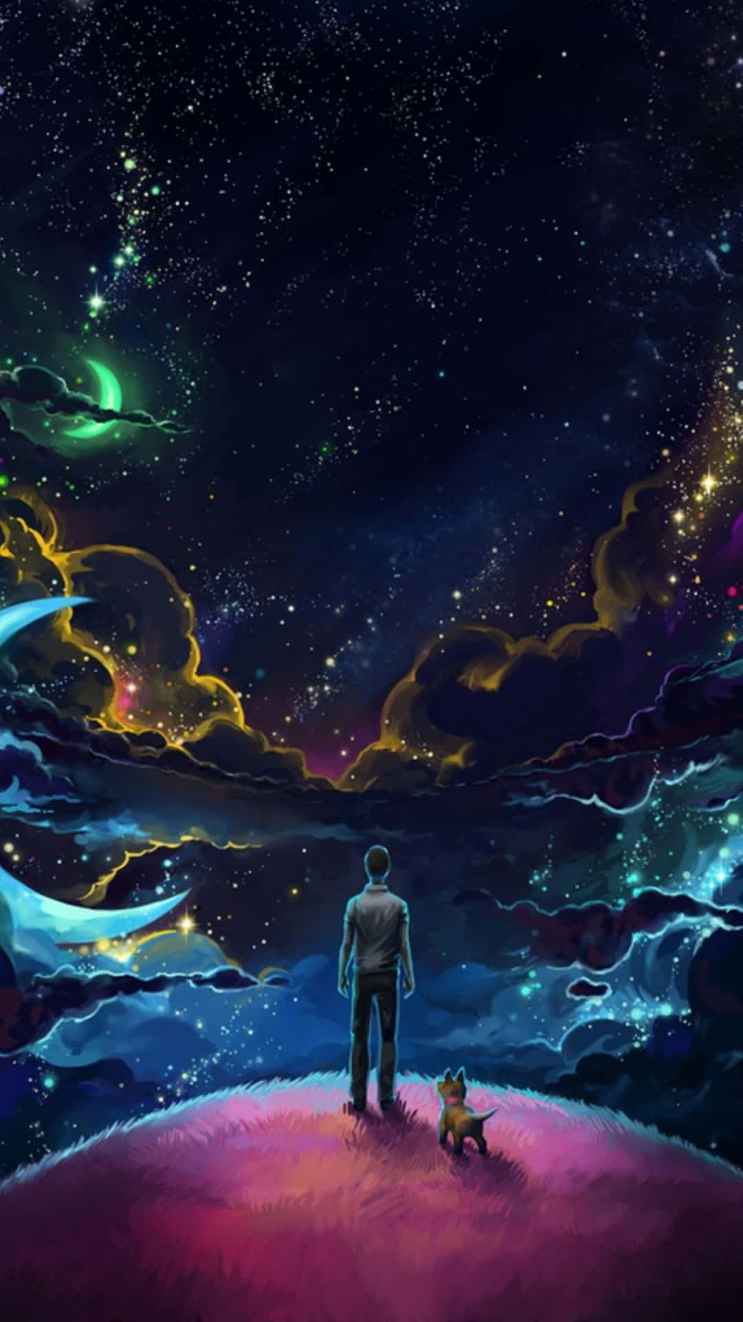 Cool Instagram Neon Space Man Dog Background