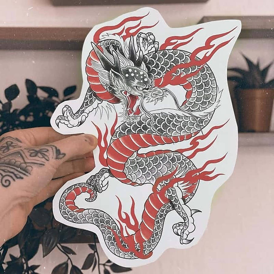 Cool Japanese Dragon Tattoo Background