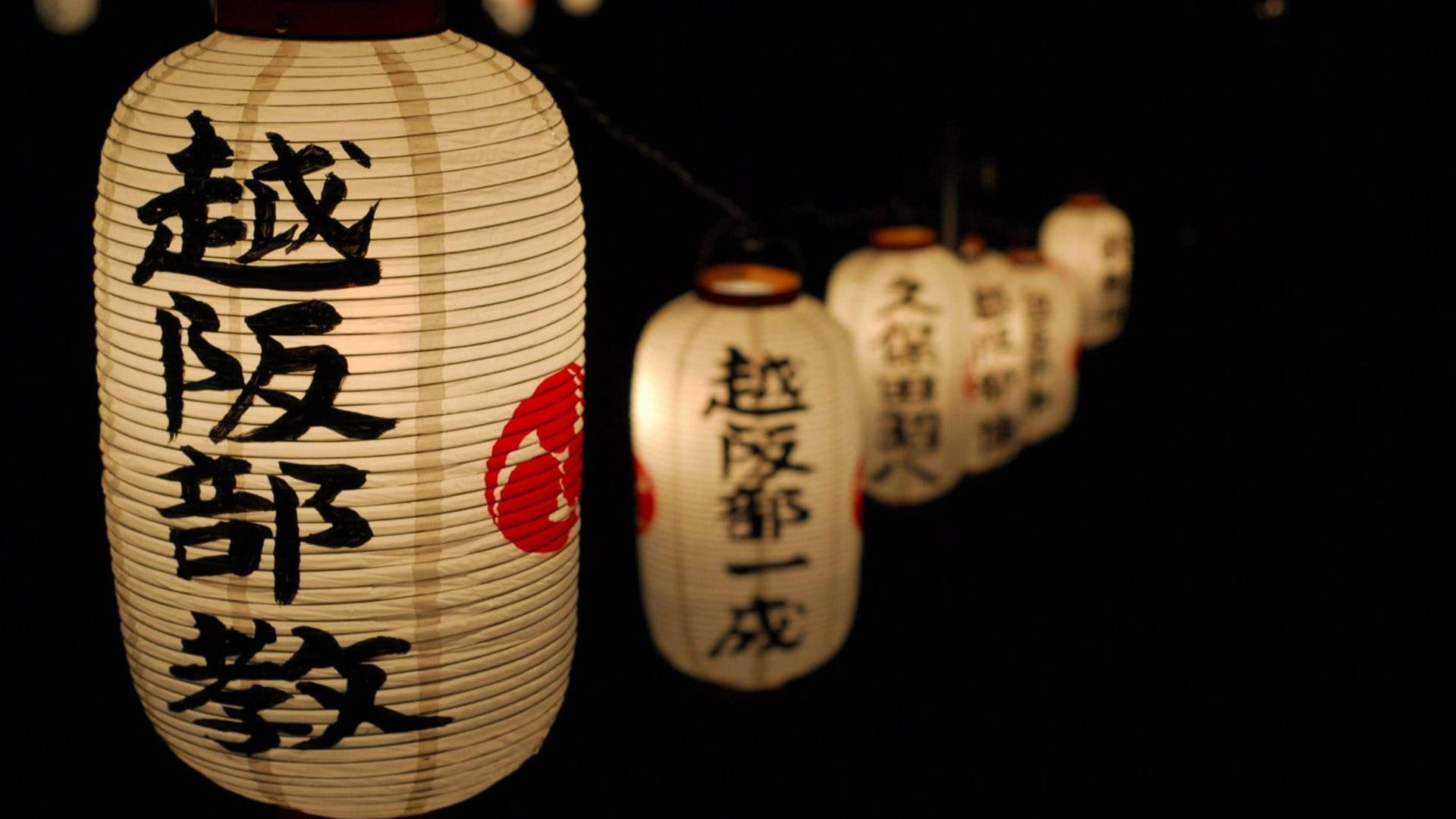 Cool Japanese Kanji Lanterns Background