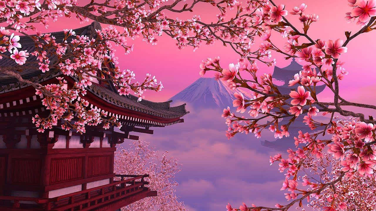 Cool Japanese Tree Digital Art And A Temple