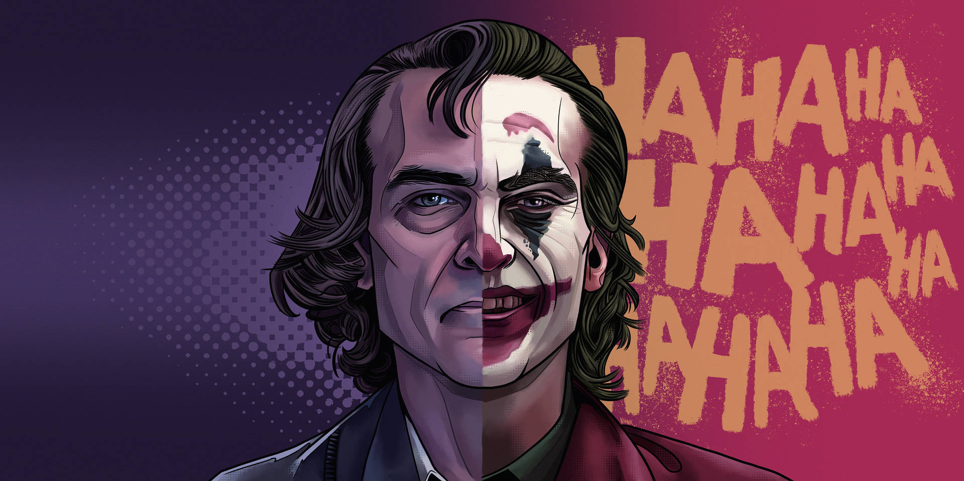 Cool Joker 2020 Split Face Art Background