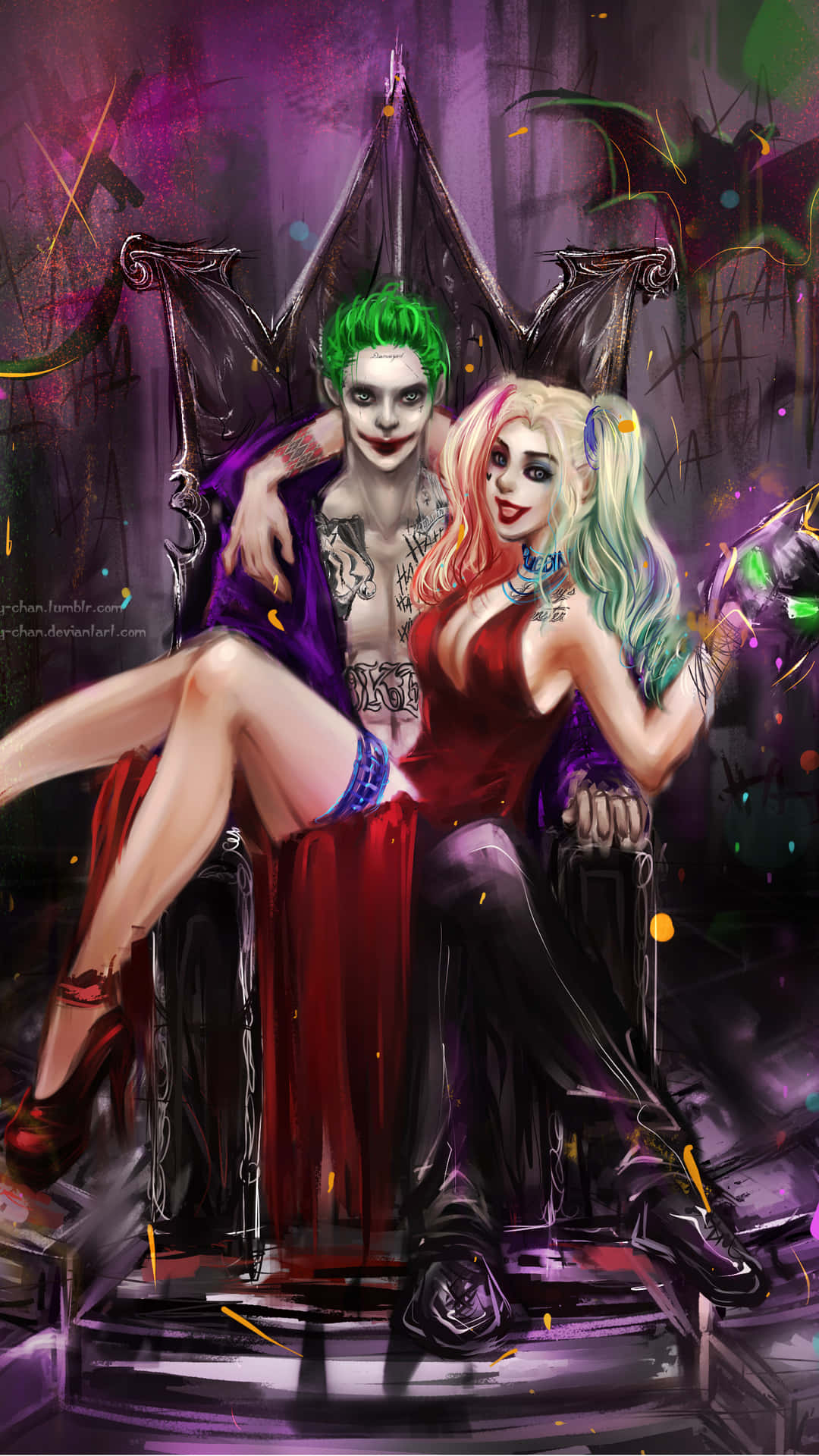 Cool Joker And Harley Background