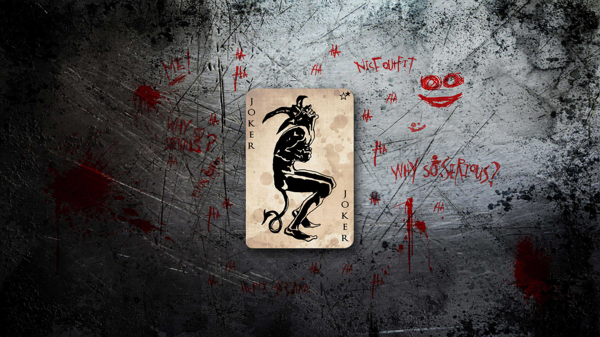 Cool Joker Card Gray Wall Background