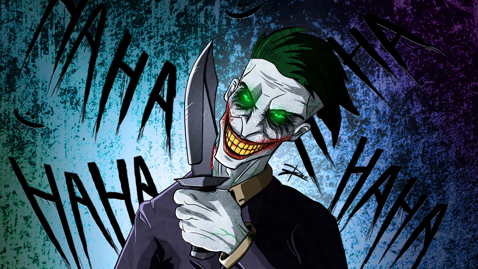 Cool Joker Holding Knife Haha Background