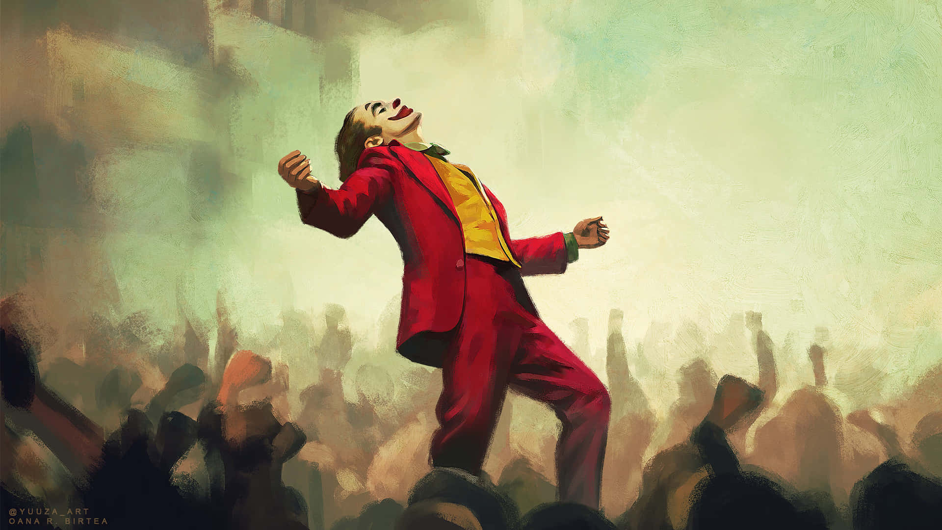 Cool Joker Red Suit Laugh Background