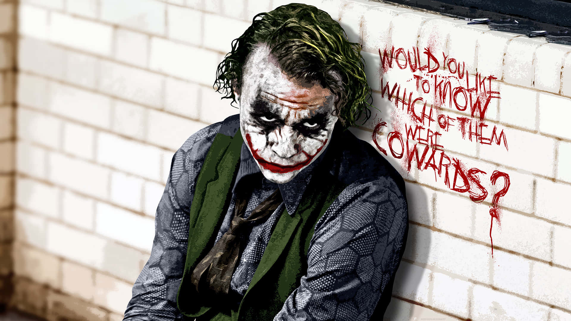 Cool Joker White Brick Wall Background