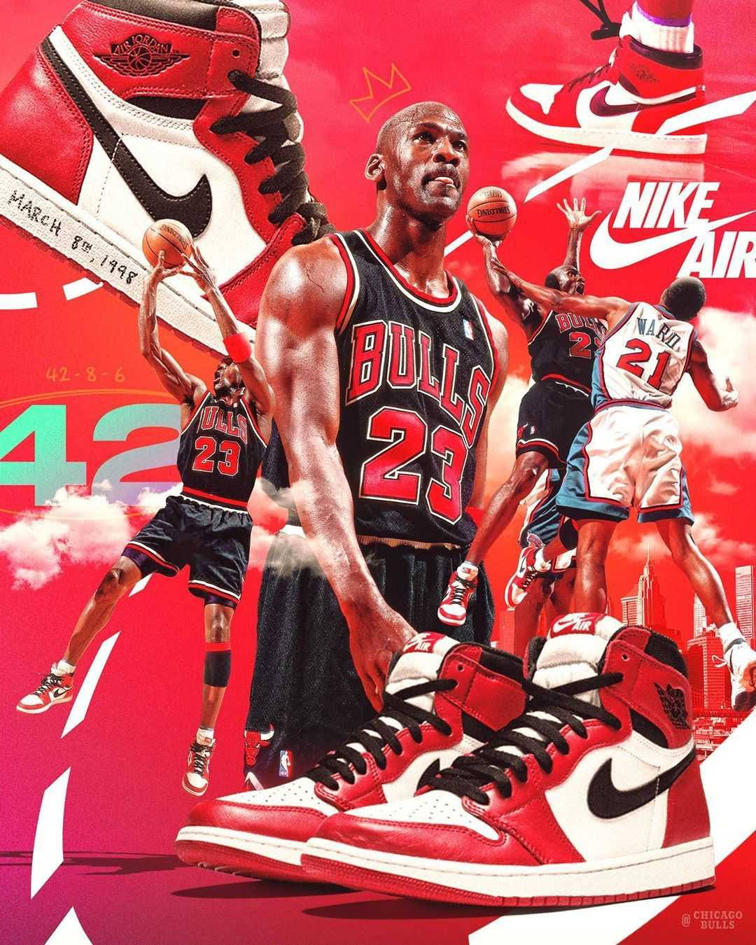 Cool Jordan In Black Jersey Collage Background