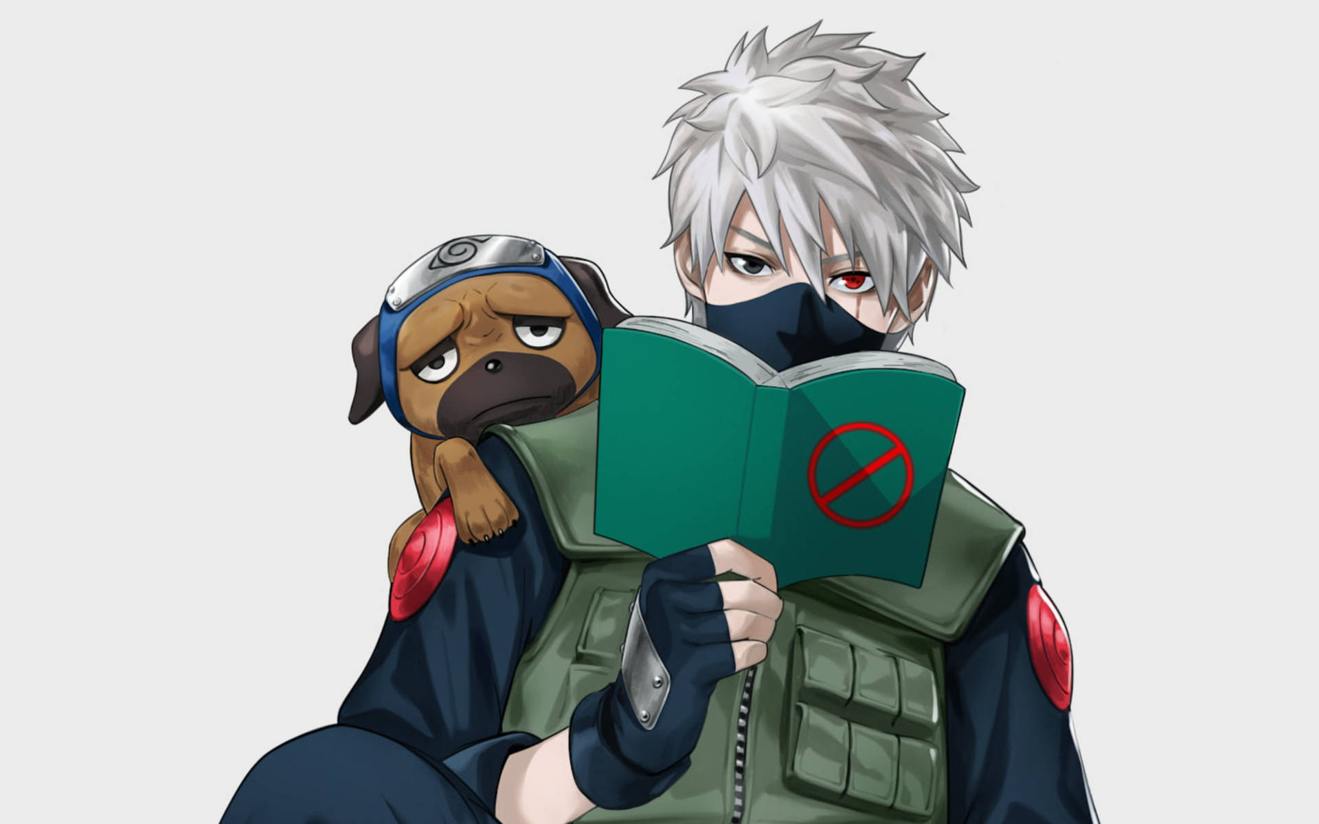 Cool Kakashi Art With Dog Background