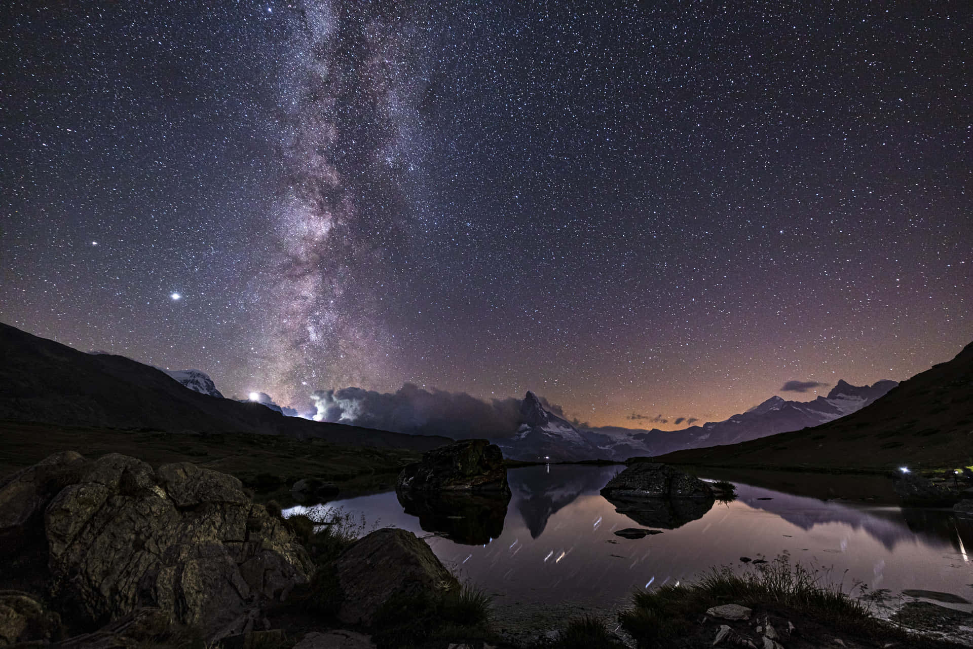 Cool Landscape With A White Nebula Background