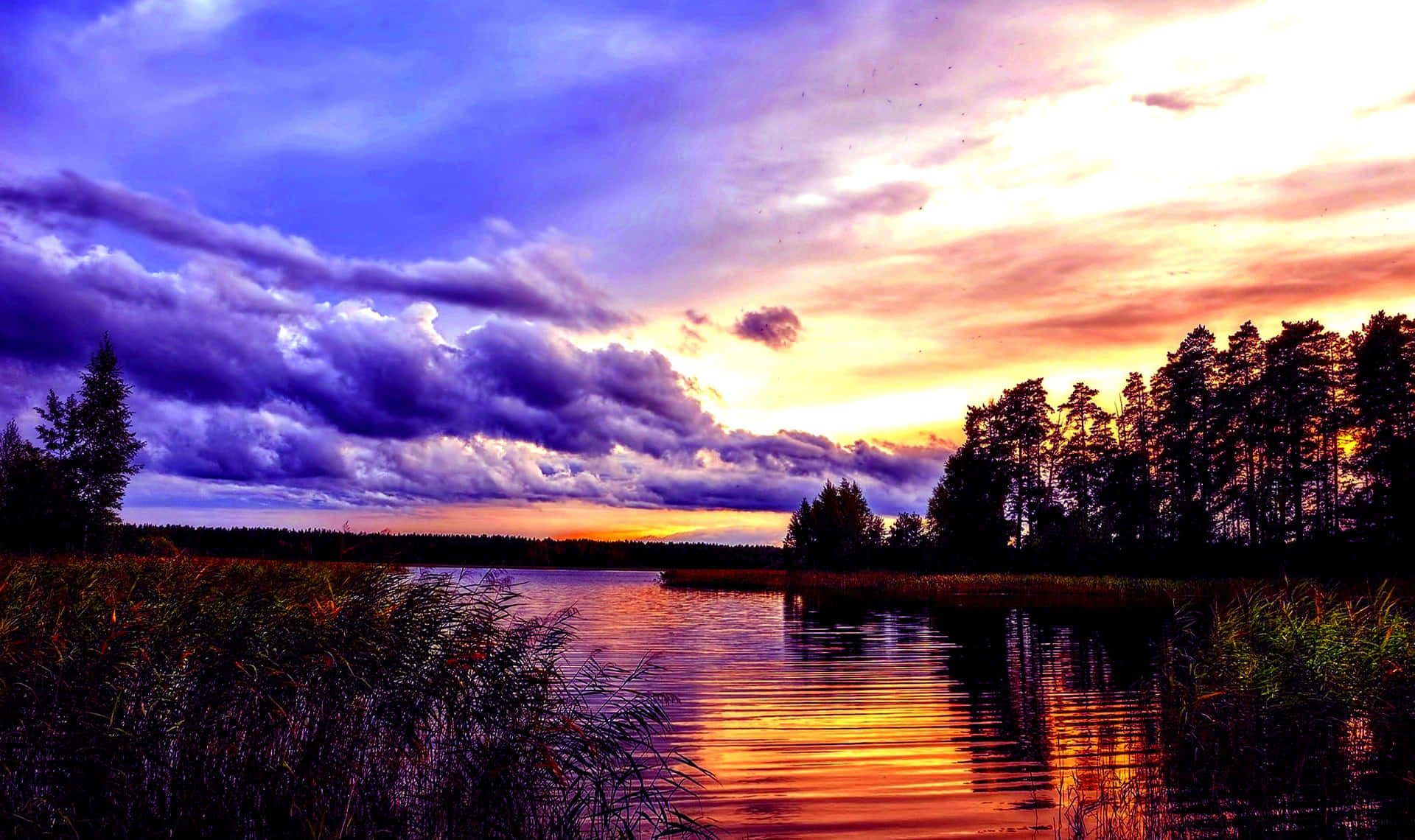 Cool Landscape With Purple Clouds