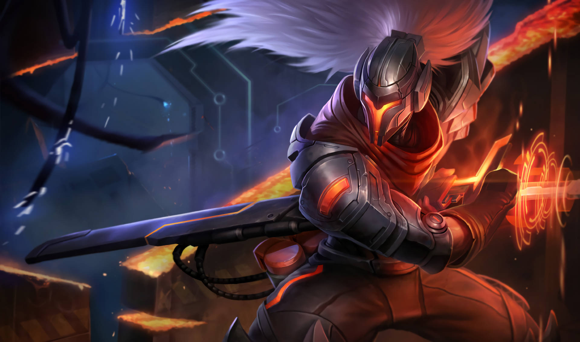 Cool League Of Legends Digital Yasuo Background