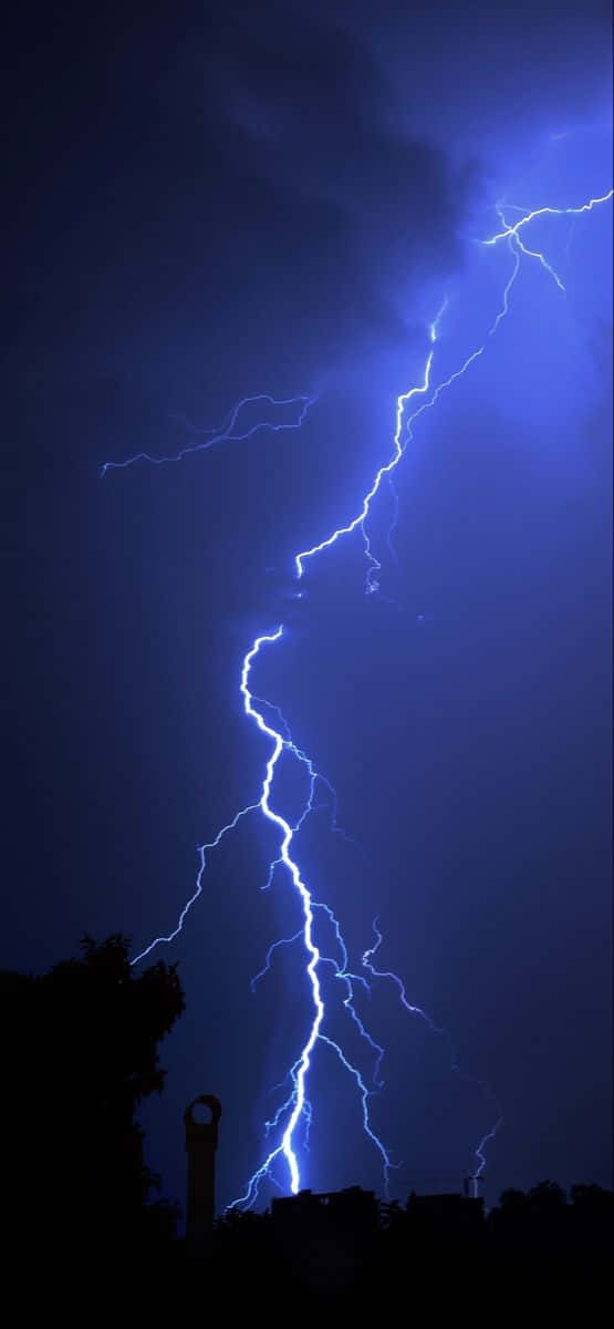 Cool Lightning Making The Sky Blue Background