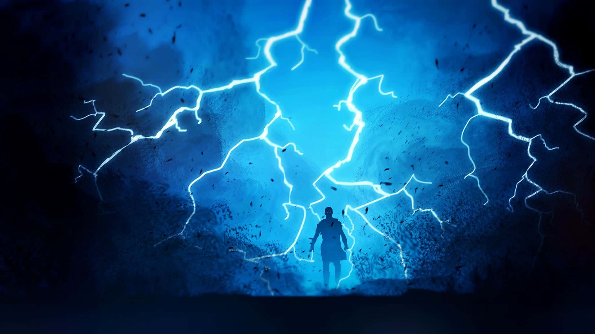 Cool Lightning Strikes Around A Person Background