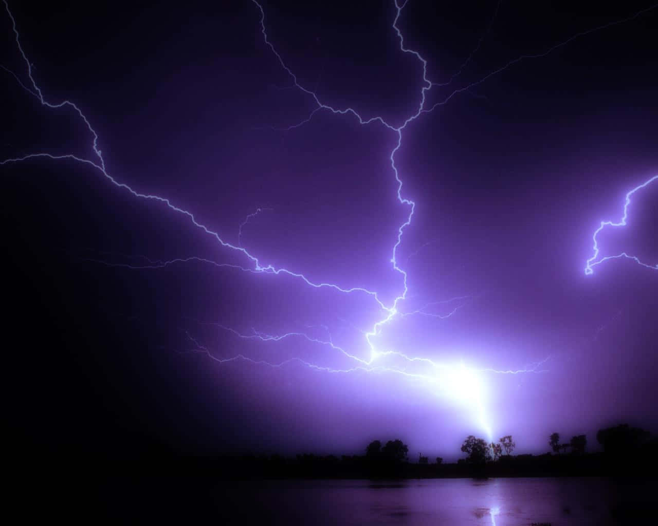 Cool Lightning Strikes Dramatically Background