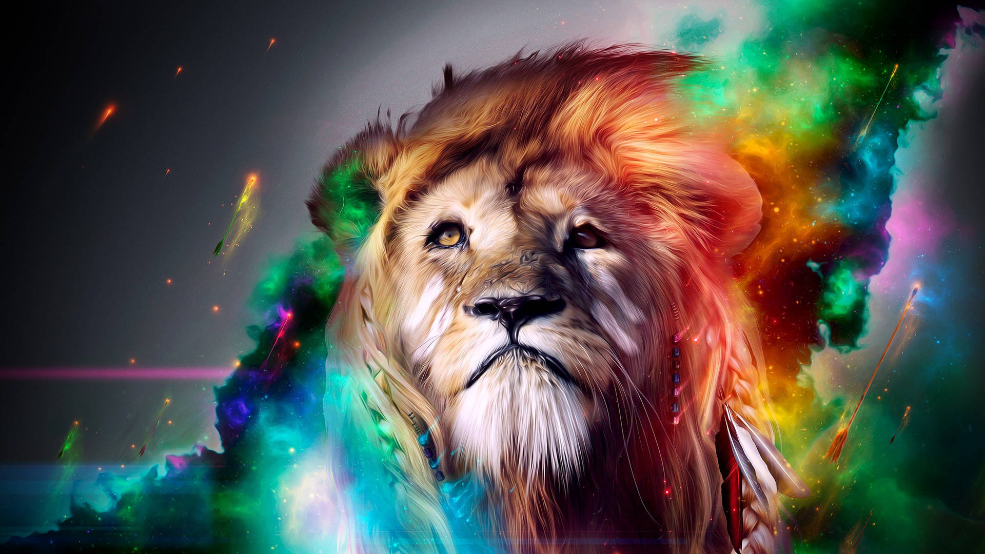 Cool Lion Art 1080p Hd Desktop Background