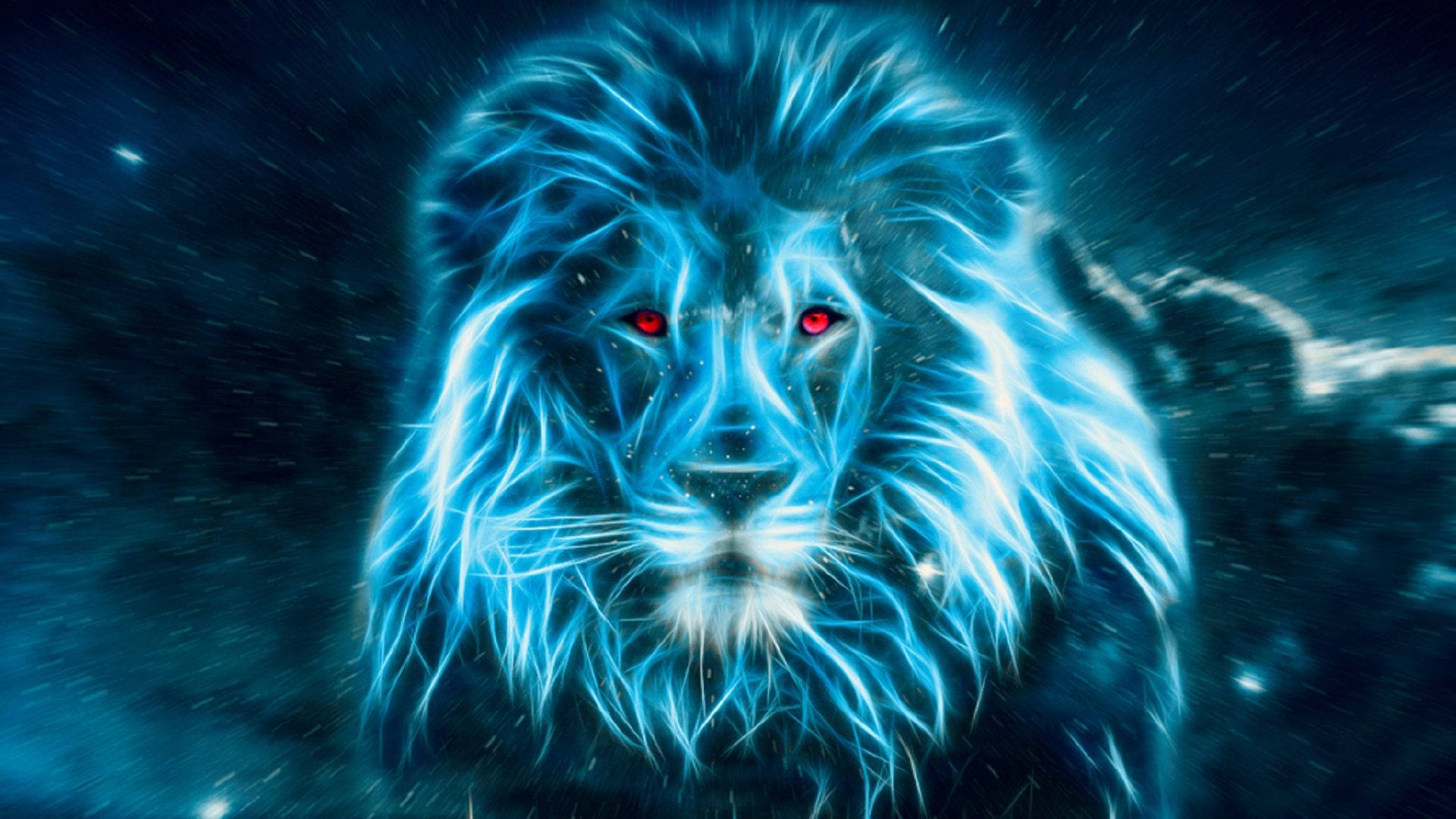 Cool Lion Blue Glowing Body Background