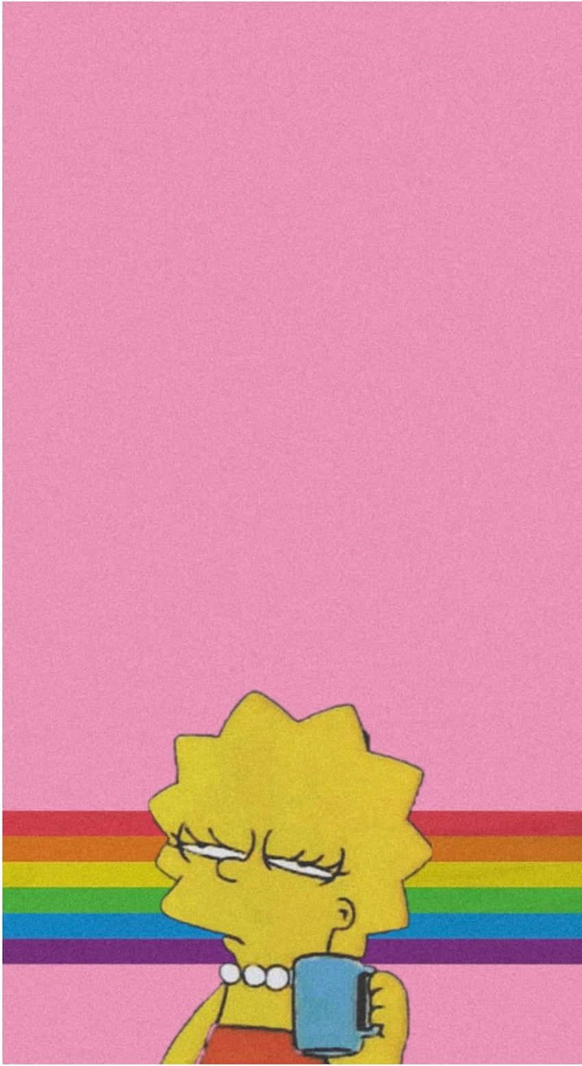 Cool Lisa Simpson Sipping Drink Background