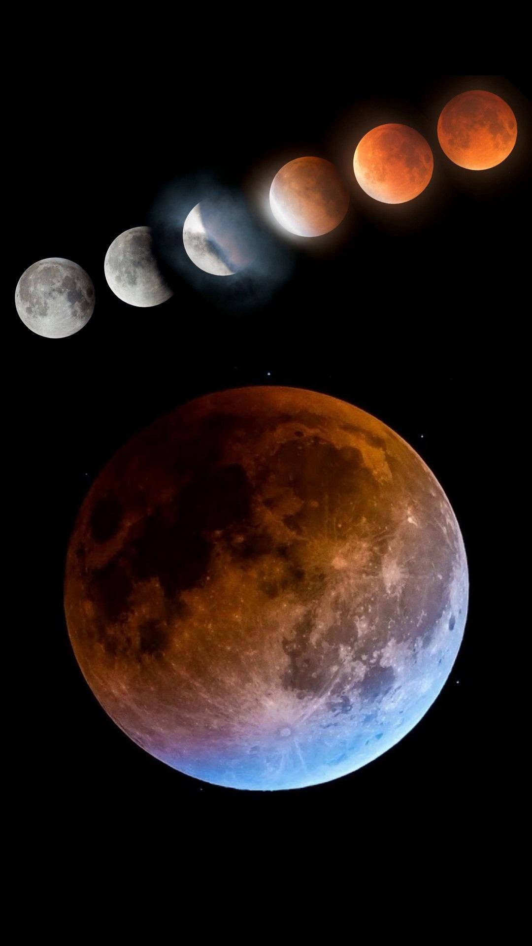 Cool Lunar Eclipse Phases Background