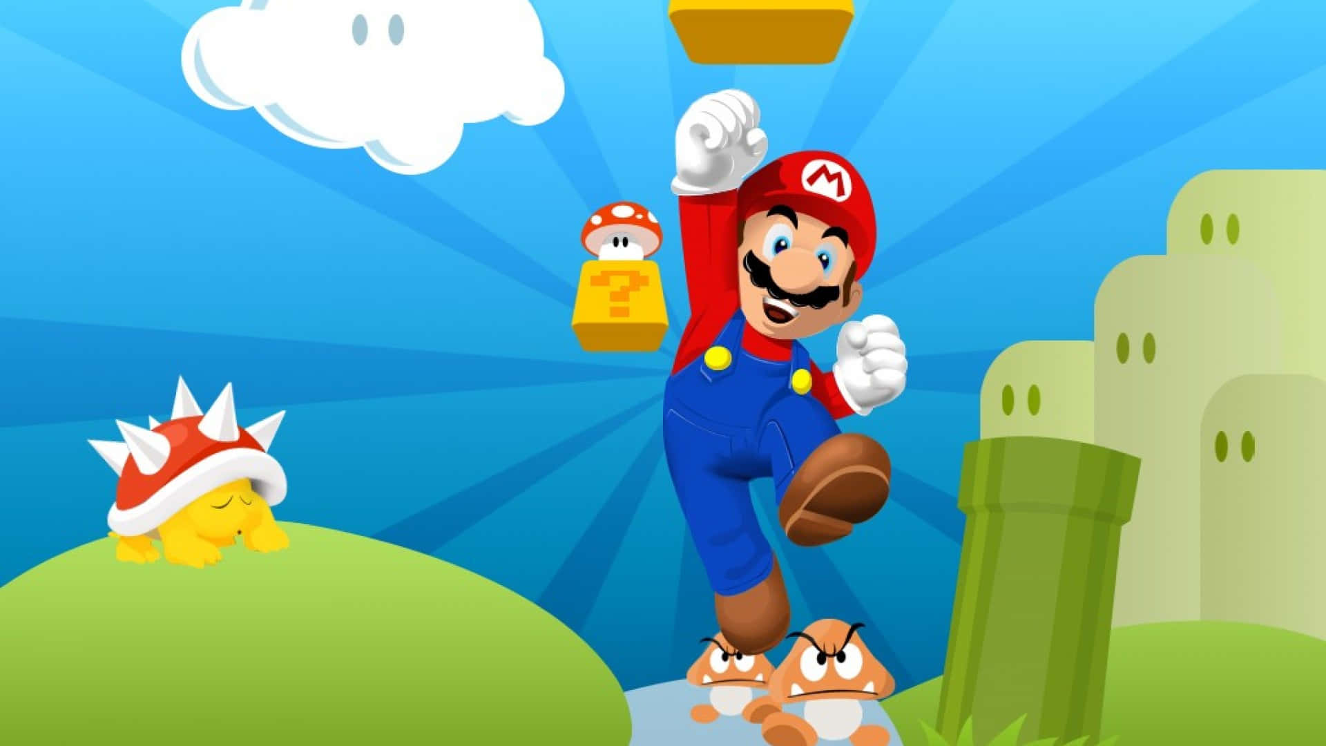 Cool Mario Strikes A Pose In This Iconic Video Game Scene.