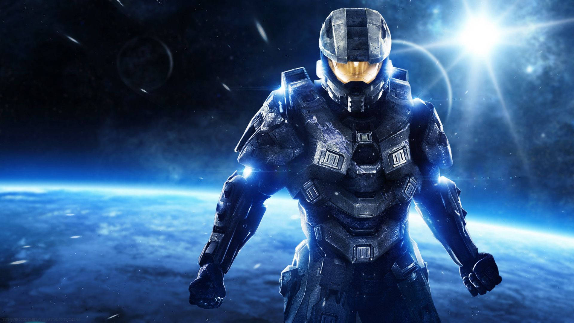 Cool Master Chief In Space Background