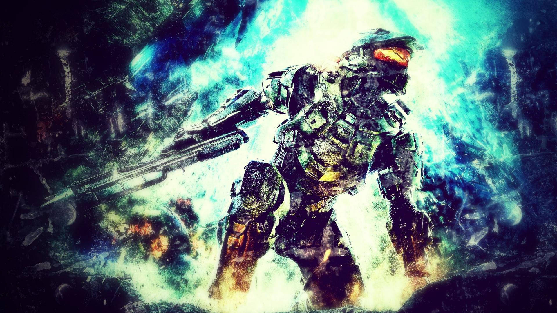 Cool Master Chief With Weapon Background