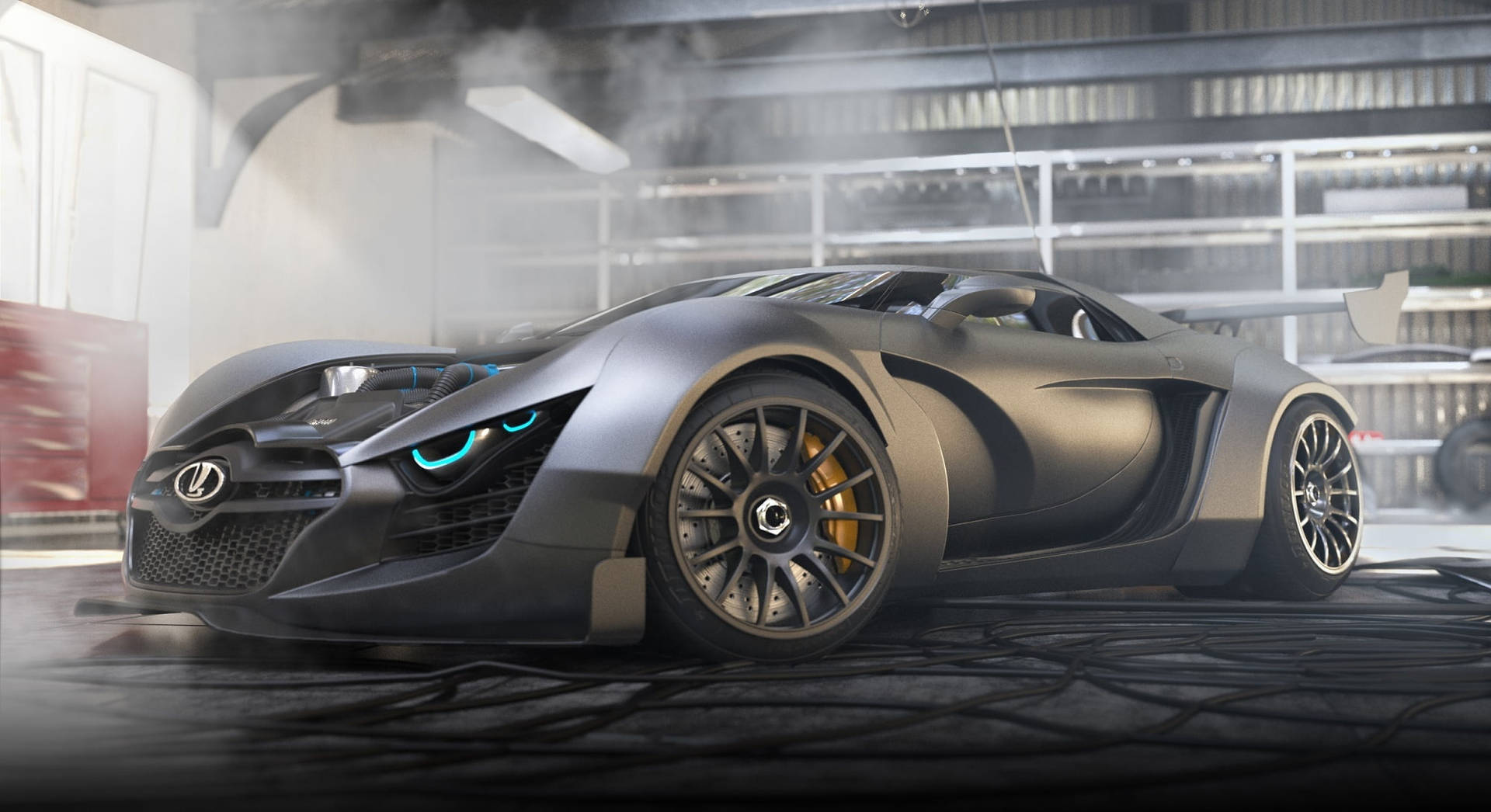 Cool Matte Black Concept 3d Car Background