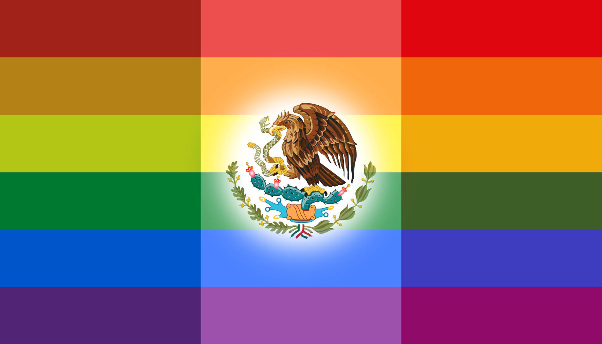 Cool Mexican Emblem And Lgbt Flag