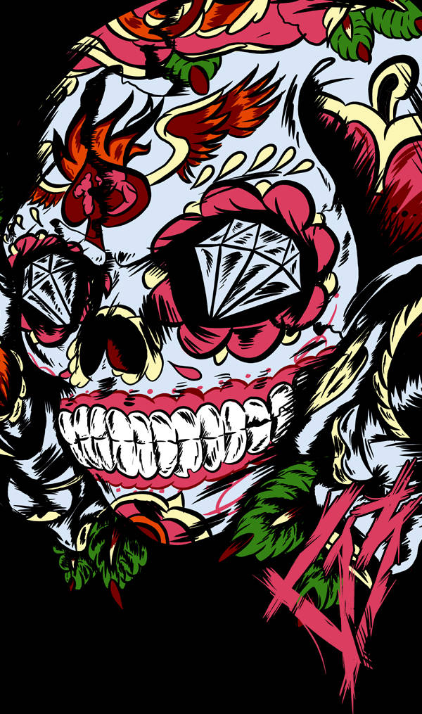 Cool Mexican Pink Skull Digital Art