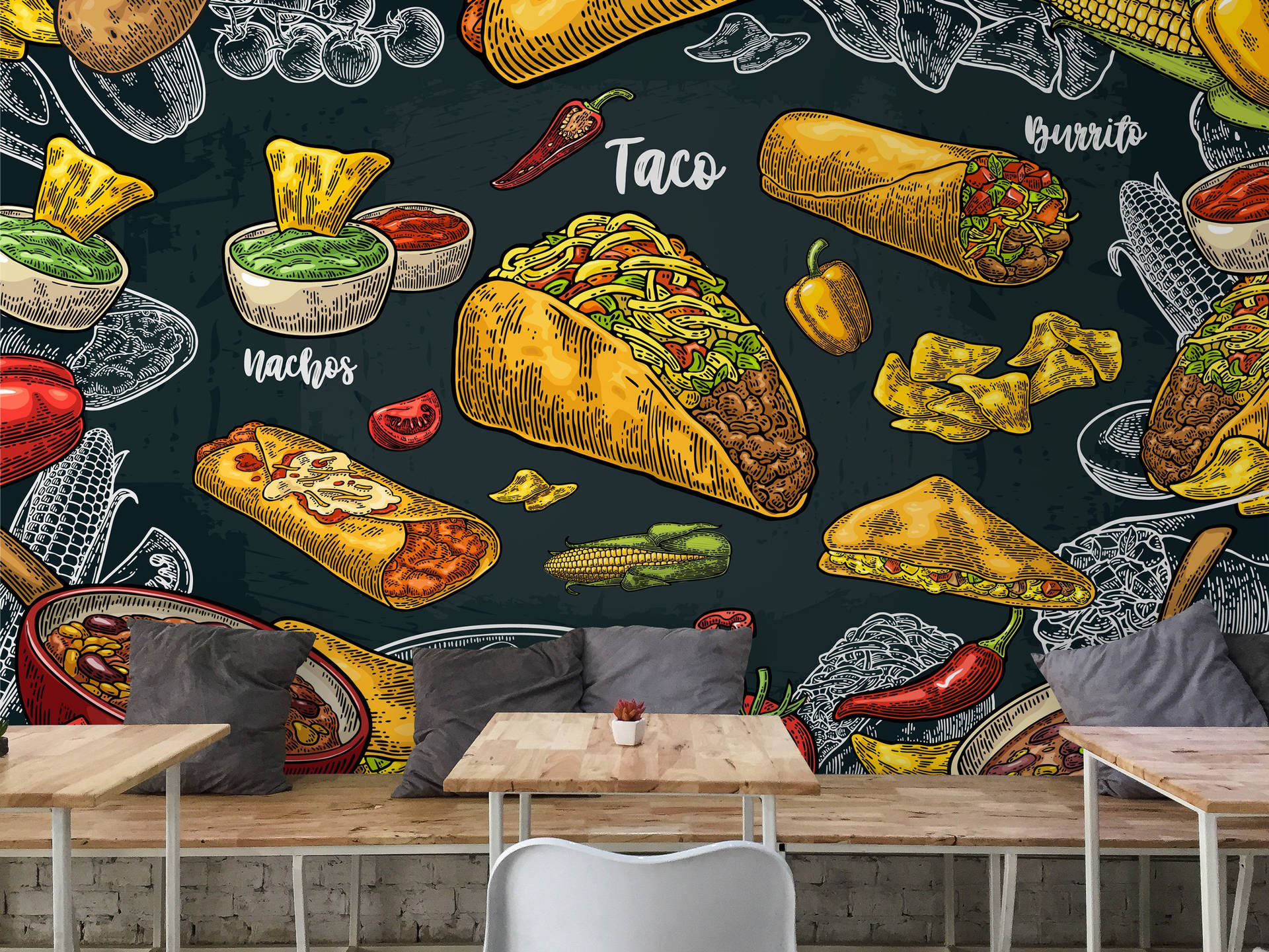 Cool Mexican Taco Graphic Art Background