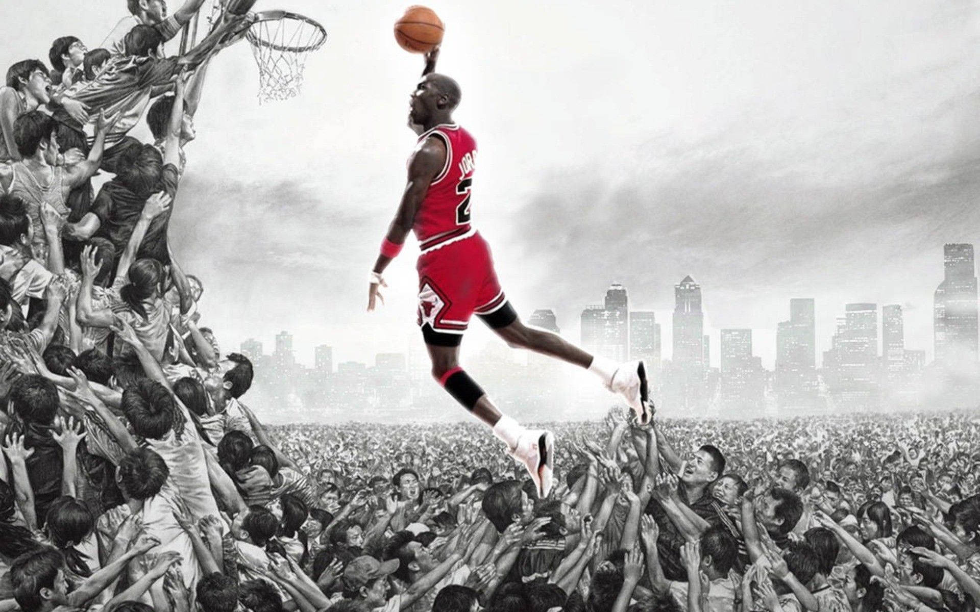 Cool Michael Jordan Nba Dunk Art Background