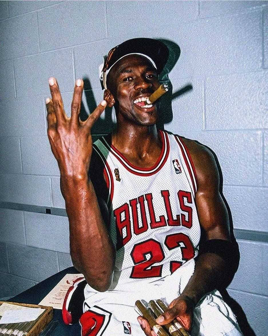 Cool Michael Jordan Smoking A Cigar Background