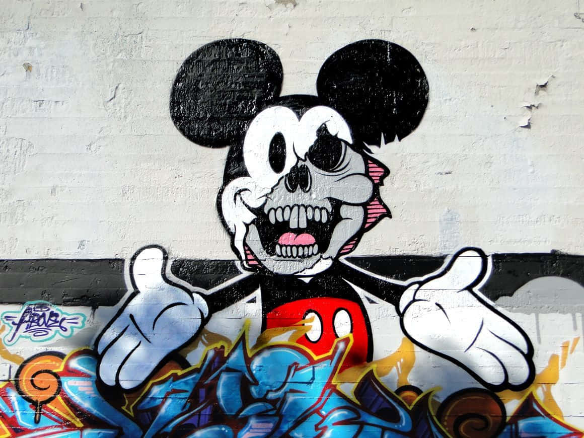 Cool Mickey Mouse Styling His Iconic Red Shorts. Background