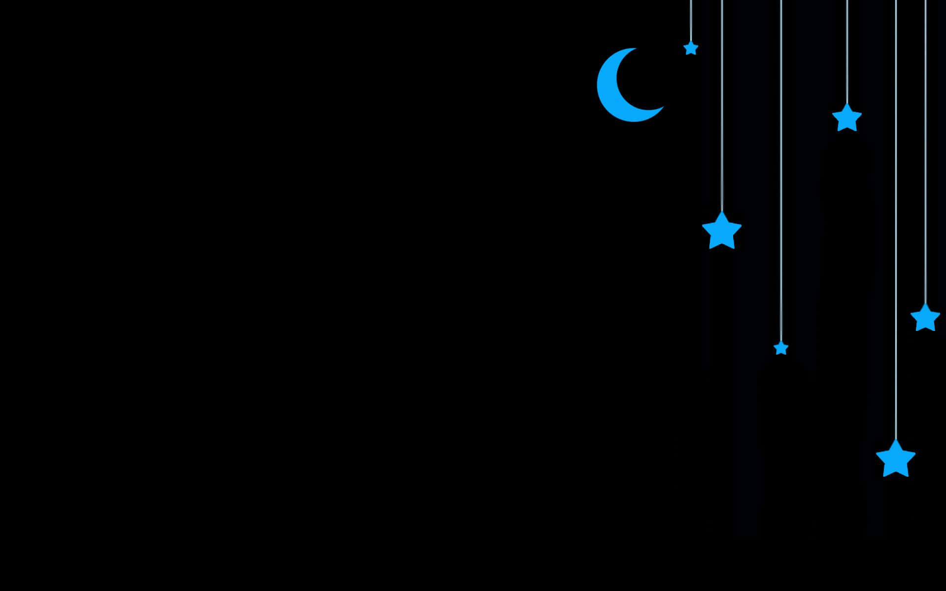 Cool Minimalist Blue Moon Stars Background