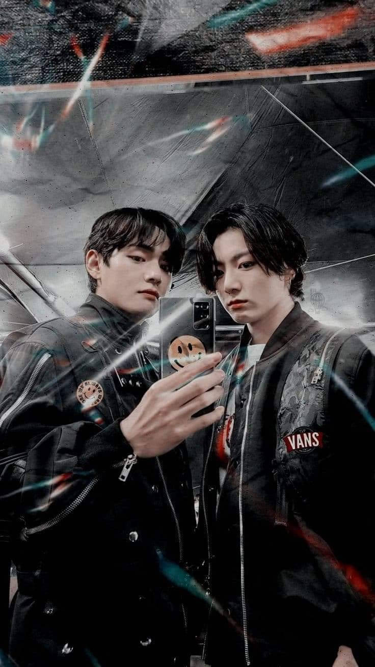 Cool Mirror Selfie Taekook Bts Background