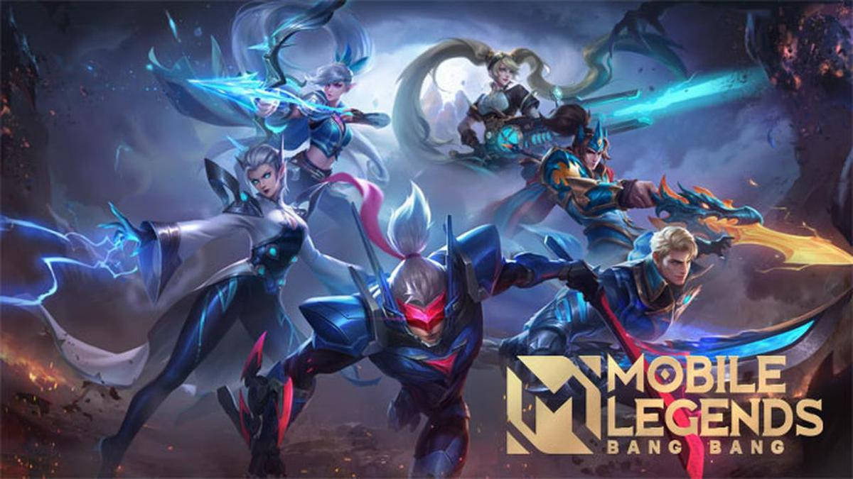 Cool Mobile Legends Logo With Heroes Background