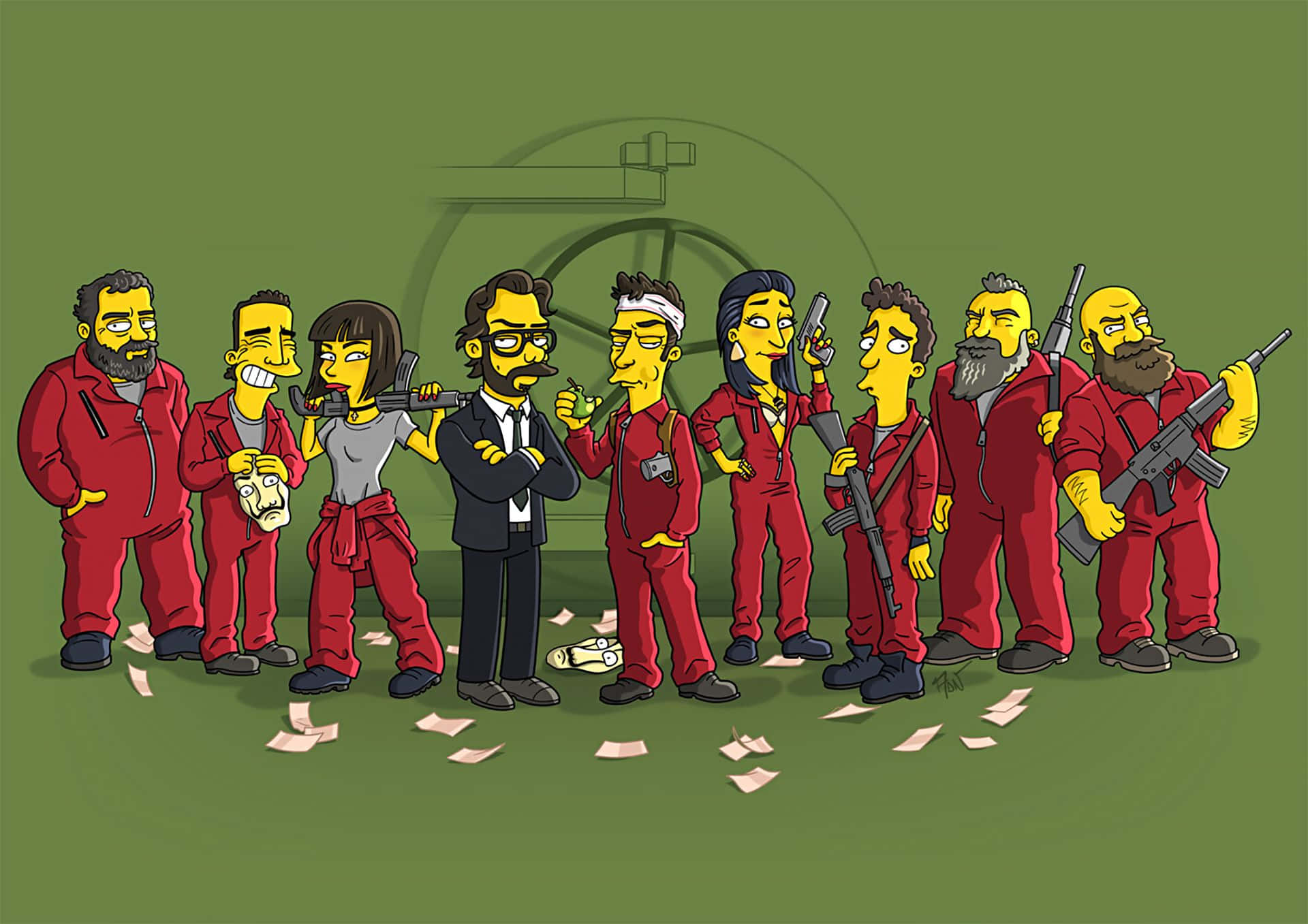 Cool Money Heist Simpsons Background