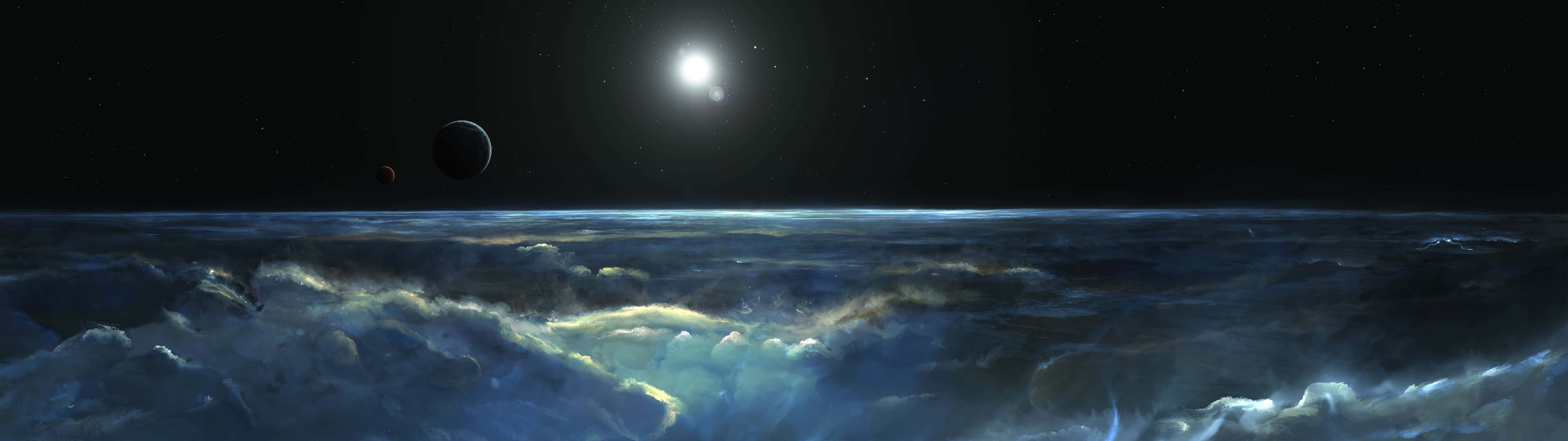 Cool Monitor Night Sky Scenery Background