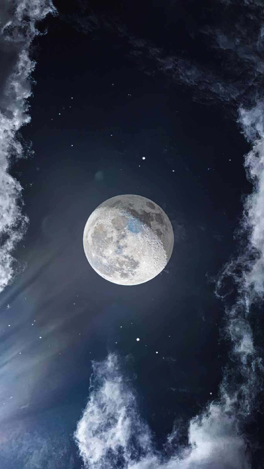 Cool Moon In Dark Sky Background